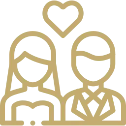 Icon representing family law with a couple and heart, used by RPatel Law in Orlando