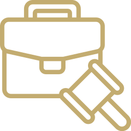 Briefcase and gavel icon symbolizing attorney licensing in Florida and England & Wales
