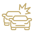 Icon showing a vehicle collision representing personal injury from car accidents