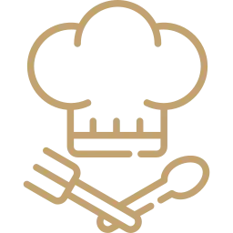 Icon of a chef hat with utensils representing Roshni Patel’s love for cooking