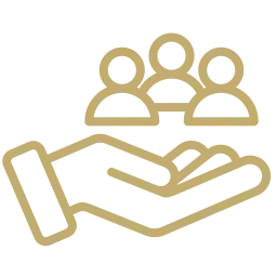 Icon of a hand supporting people, symbolizing legal support for DACA recipients