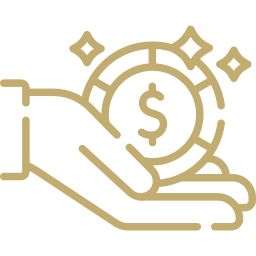Icon of a hand holding a dollar coin, symbolizing investment under the E-2 visa program