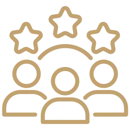 Icon of a group with stars above symbolizing the experienced legal team at RPatel Law