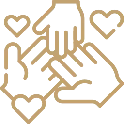 Icon of hands and hearts symbolizing Roshni Patel’s value for family time