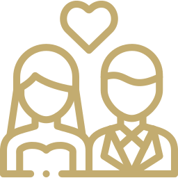 Icon of a married couple with a heart representing U.S. marriage-based immigration petitions