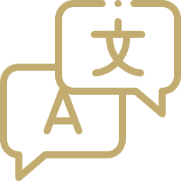 Icon of multilingual speech bubbles representing the languages spoken by Attorney Roshni Patel