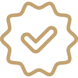 Icon of a badge with a checkmark representing verified success at RPatel Law