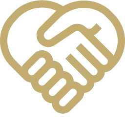 Icon of a handshake in a heart shape, representing safety and protection through TPS