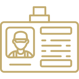 Work permit badge icon representing legal authorization to work in the United States